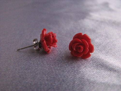 From the Kavanaghs Collection - Red Rose Coral Studs 925 Silver