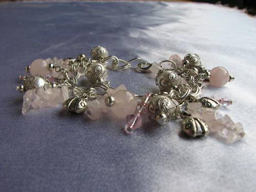 Kavanaghs Collection - Stunning Shell Pearl, Rose Quartz and Crystal Bracelet