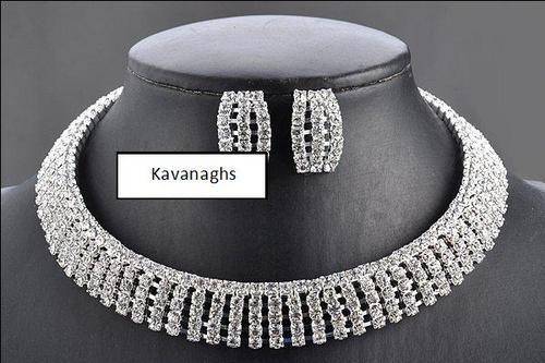 Kavanaghs - Sparkling Simulated Diamond Necklace and Earring Set