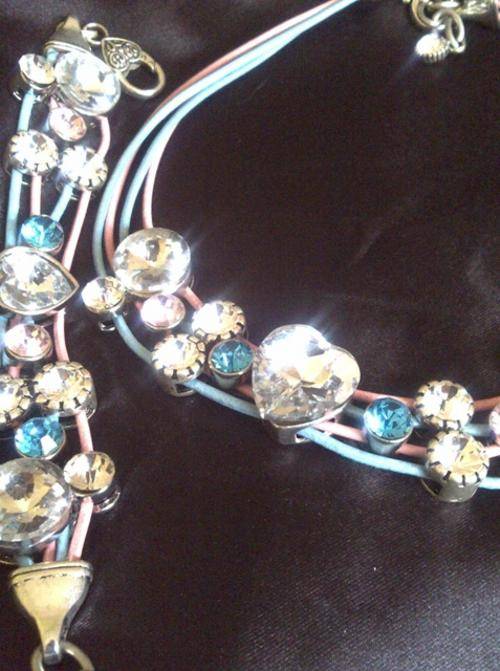 Large rhinestone bedazzled pendant Necklace & bracelet SET. GORGEOUS, Last one!