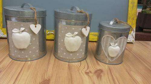 A set of  3x Biggie Best Cannister new never used- lovely shabby type eclectic design. See photos.