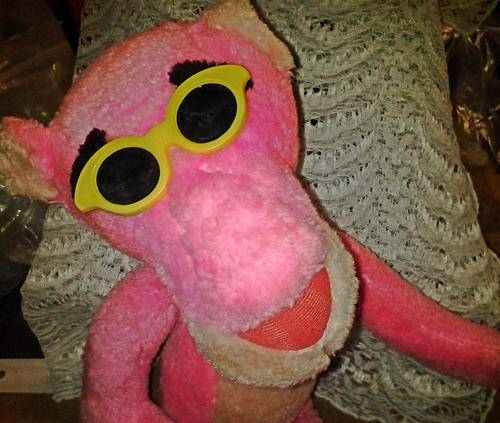 A nice Sized Vintage Pink Panther with yellow sunglasses.... See photos.