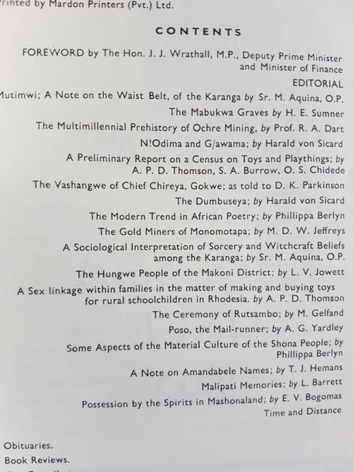 NADA Volume IX, No. 5 1968 The Rhodesia Ministry Internal Affairs Annual