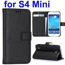 Wallet Stand Case for Samsung Galaxy S4 Mini i9190 (Black) + FREE touch screen pen