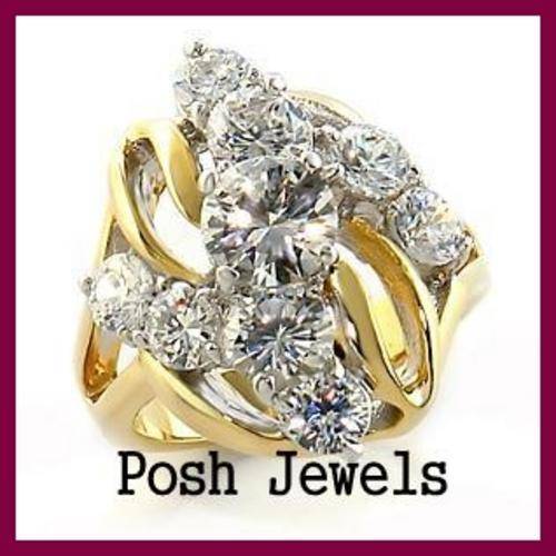***ELEGANT CLUSTER SETTING SIMULATED DIAMOND BAND RING SIZE 7***