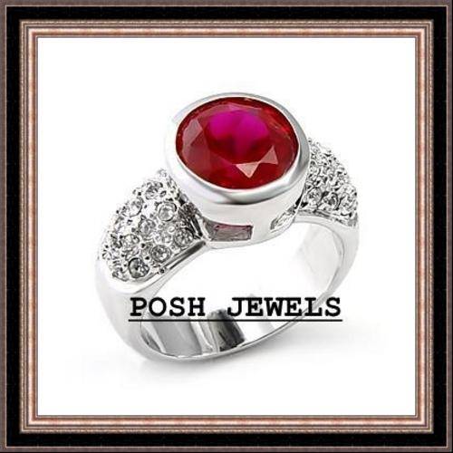 ***FREE SAPO SHIPPING***GLAMOROUS Ruby Red Prong Setting CZ Ring***SIZE 6