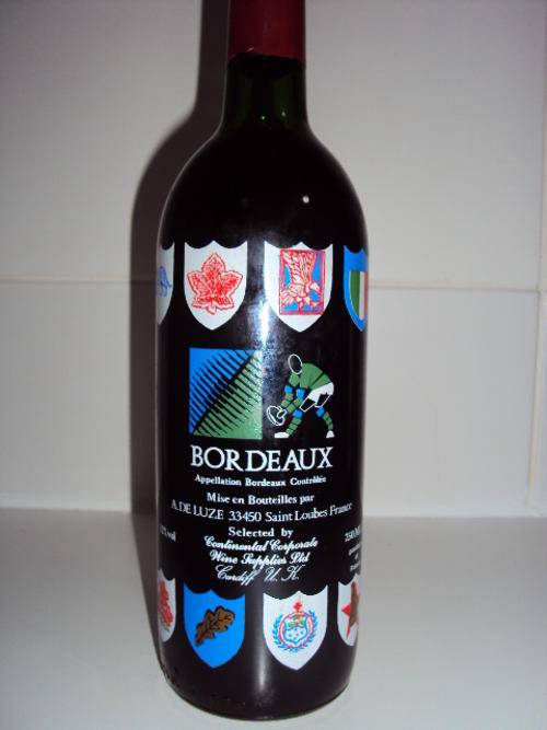 1991 RUGBY WORLD CUB IMPORTED RED WINE