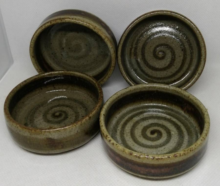 SET of 4 CERAMIC INDIVIDUAL SERVING SALT DISHES BUTTER CONDIMENTS JAM