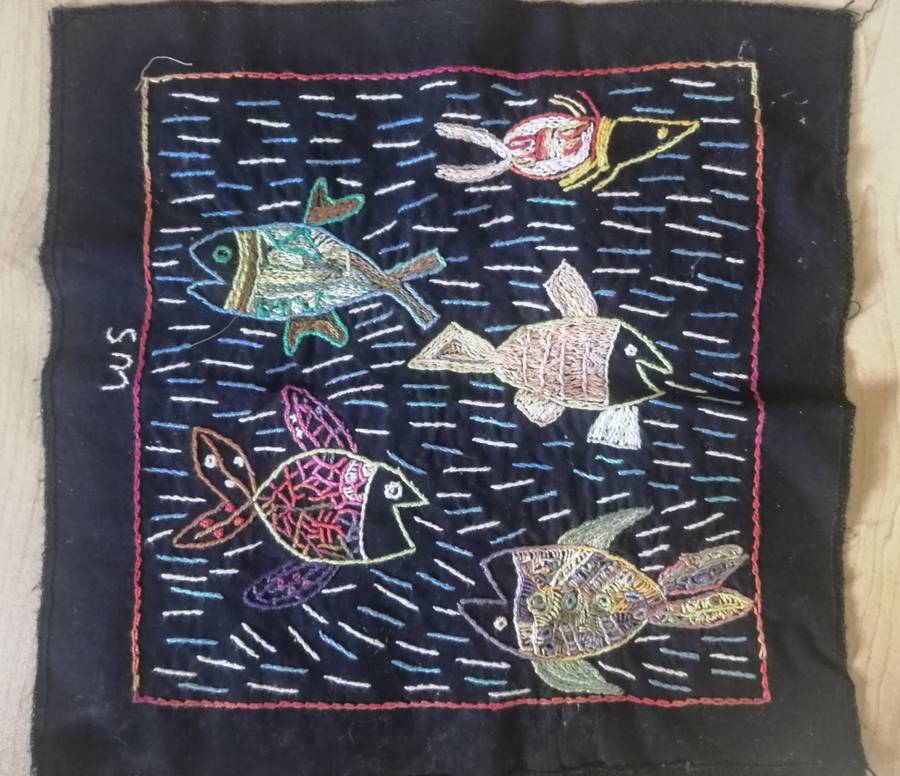 EMBROIDERY 3 Pieces Art Fish Giraffe Guinea Fowl Inthuthuko Project South Africa