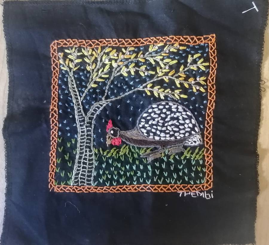 EMBROIDERY 3 Pieces Art Fish Giraffe Guinea Fowl Inthuthuko Project South Africa