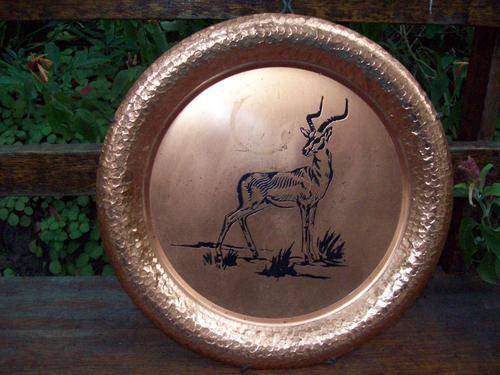 Copper Wall plate engraved with an Impala