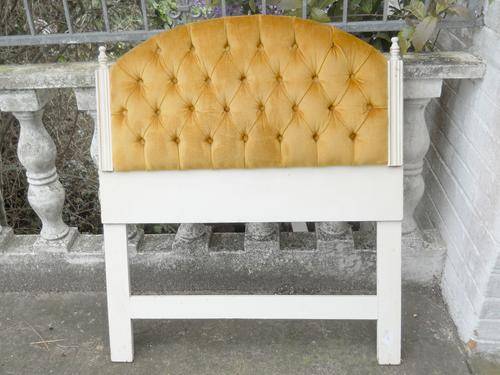 Beautiful White Period Style Single Bed Headboard upholstered Gold Velvet organize own collection