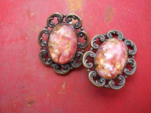 Vintage Austrian Semi Precious Stone Clip on Earrings