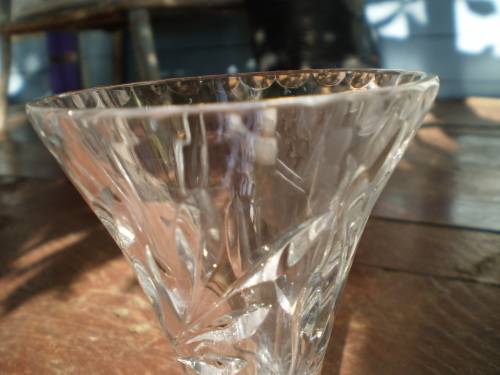 Lead Crystal Hand Cut Trumpet Vase with Flower Motif 15 cm height