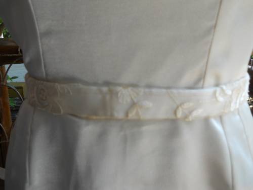 Vintage Costume Design Marilyn Style Creme White Satin Summer Dress With Belt Size 10