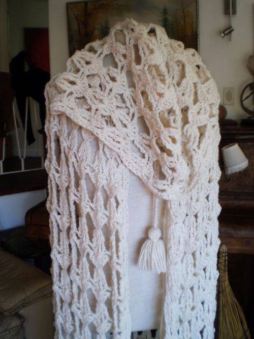 Very Unique Vintage 1970s Hand Crocheted Maxi Cape With Hood