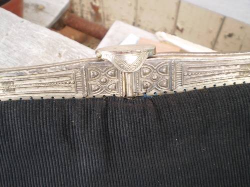 Antique French Black Art Nouveau Hand Bag With Metal Frame