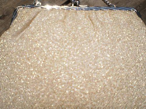 1950s Champagne Silver Color Evening Cocktail Handbag