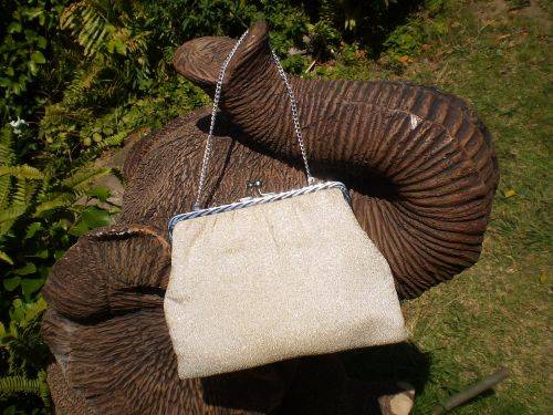 1950s Champagne Silver Color Evening Cocktail Handbag
