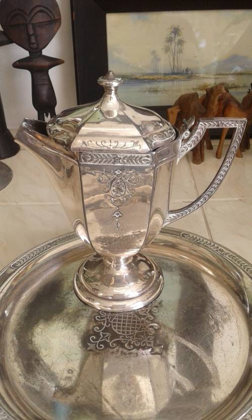 Silverplated Flower Engraved Tea Coffee Set Teapot Sugar And Milk Jug