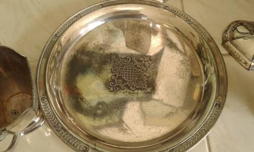 Silverplated Flower Engraved Tea Coffee Set Teapot Sugar And Milk Jug