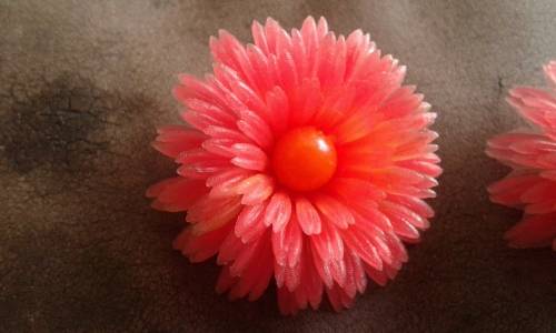 Orginal Large 1950s Red 3 Flower Clip On Earrings  4cm diameter