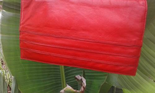 Stunning Vintage 1980s Genuine Red Leather Shoulder Handbag