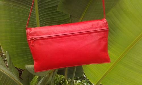 Stunning Vintage 1980s Genuine Red Leather Shoulder Handbag