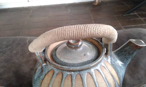 Beautiful Vintage Large Stoneware Tea Kettle Sugar Bowl Milk Jug