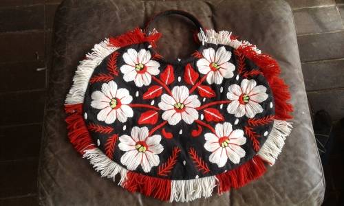 Gorgeous Original Large 1950s Vintage Embroidered Fabric Handbag Shopping Bag