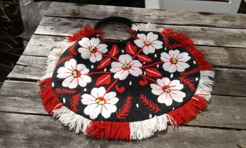Gorgeous Original Large 1950s Vintage Embroidered Fabric Handbag Shopping Bag