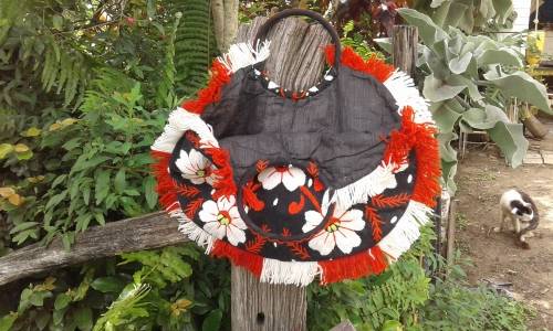 Gorgeous Original Large 1950s Vintage Embroidered Fabric Handbag Shopping Bag