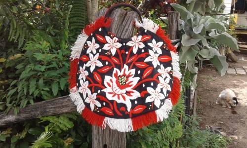 Gorgeous Original Large 1950s Vintage Embroidered Fabric Handbag Shopping Bag