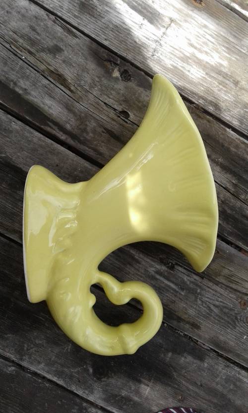 Vintage Yellow Cornucopia Luci Ware Vase No.7008 circa 1940s