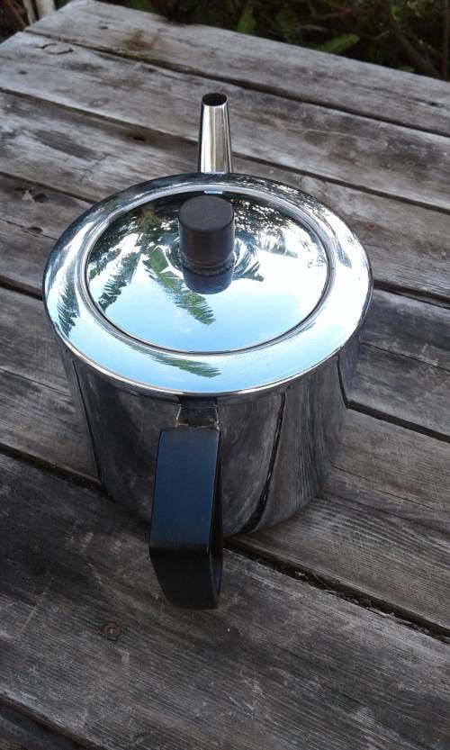 Antique Art Deco Bredemeijer Hilversum Stainless Steel Double Walled  Bakelite HandleTea Pot Holland