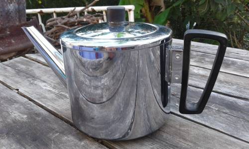 Antique Art Deco Bredemeijer Hilversum Stainless Steel Double Walled  Bakelite HandleTea Pot Holland