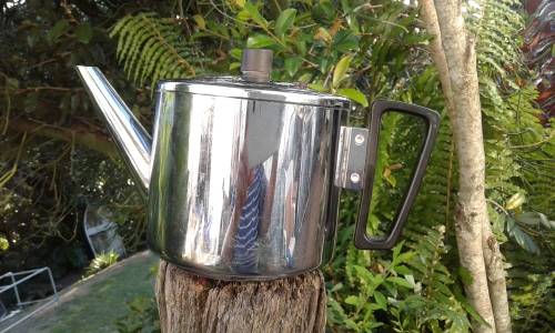 Antique Art Deco Bredemeijer Hilversum Stainless Steel Double Walled  Bakelite HandleTea Pot Holland