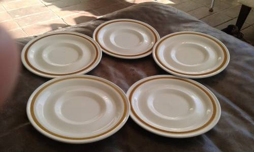 Genuine Stoneware Japan 5 Saucers 15.5cm in diameter