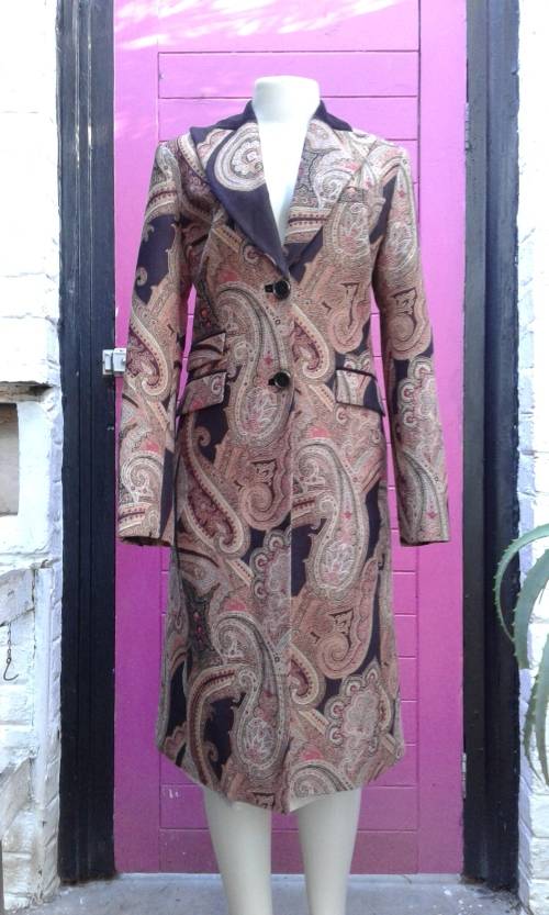 Exquisite Italian Designer  Coat By Etro Milano Paisley Pattern Size 10 Excellent Condition