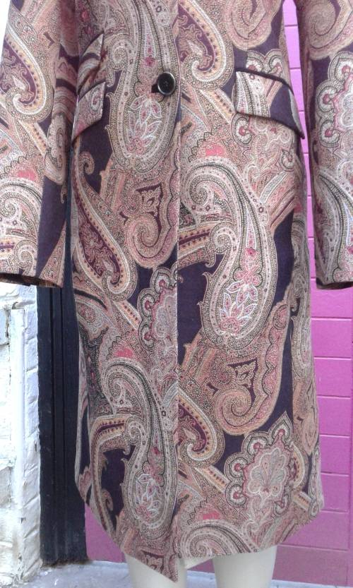 Exquisite Italian Designer  Coat By Etro Milano Paisley Pattern Size 10 Excellent Condition