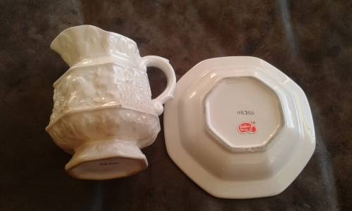 Beautiful Handmade Antique Balboa Porcelain Milk Jug With Saucer Marked