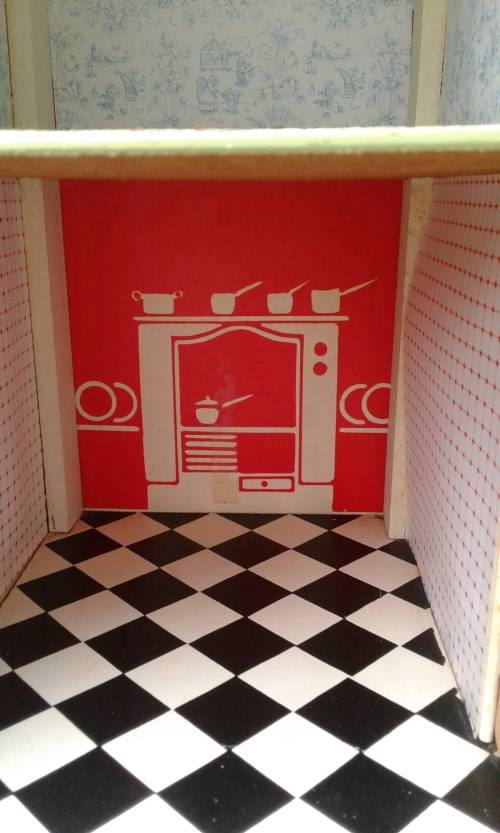 Antique Vintage Two Storey Wooden Doll House Front Slides To The Side