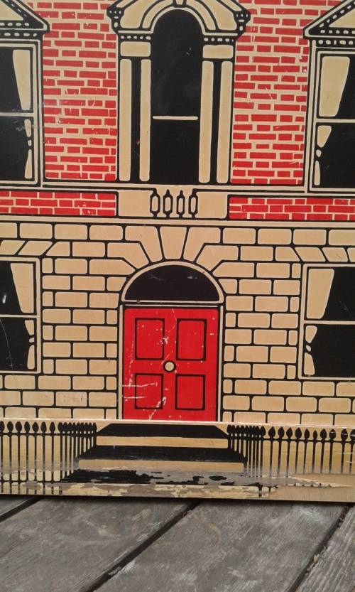 Antique Vintage Two Storey Wooden Doll House Front Slides To The Side