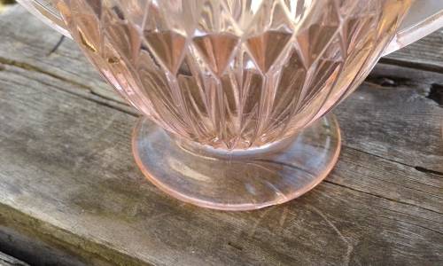 Pink Depression Glass Art Deco Sugar Bowl One Chip