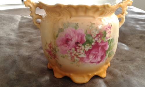 Antique Porcelain Cookie Jar With Rose Design