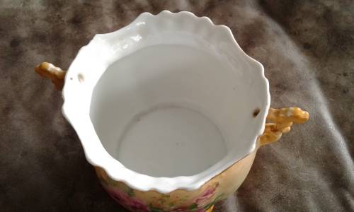 Antique Porcelain Cookie Jar With Rose Design