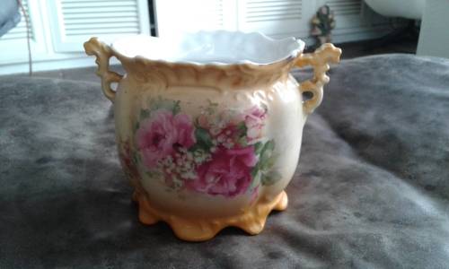 Antique Porcelain Cookie Jar With Rose Design