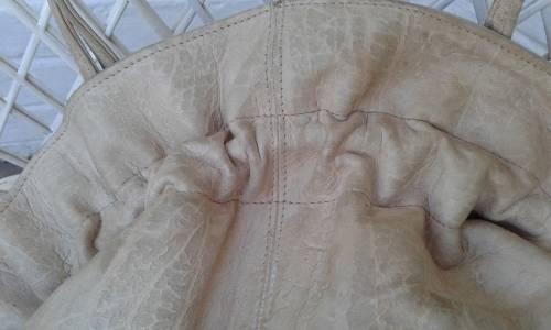 Vintage Genuine Beige African Buffalo Leather Handbag Bag