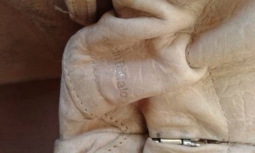 Vintage Genuine Beige African Buffalo Leather Handbag Bag
