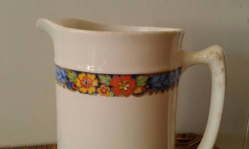 Antique Porcelain Water Milk Jug With Flower Border Made In England Marked